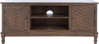 SAFAVIEH Magnolia TV Stand for up to 55" Flatscreen – Brown, 2 Doors with Interior Storage, 2 Open Shelves, Entertainment Media Console (MED5702C)