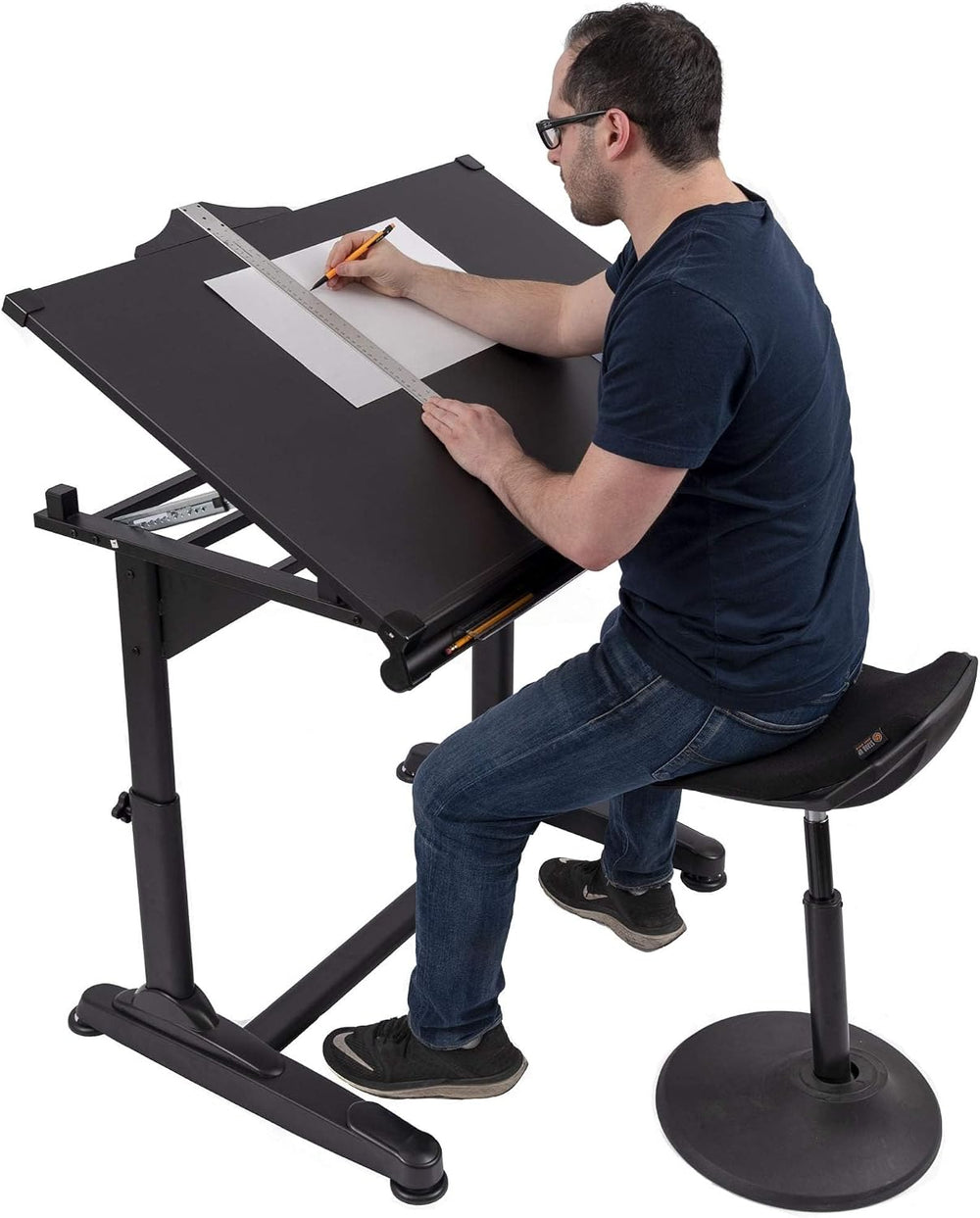 Stand Up Desk Store Adjustable Height and Angle Drafting Table Drawing Desk w...