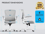 Ergonomic Office Chair with Lumbar Support - Adjustable Computer Desk Chairs for Home Office, Gaming, and Work - Comfortable and Supportive Desk Chairs for Adults(Grey Silver)