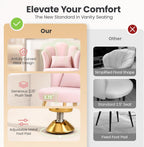 BestGlory Petal Makeup Vanity Chair with Back, Flower Chair Comfy No Wheels for Girls Women, Makeup Chair with Golden Metal Legs & Lumbar Pillow for Living Room/Makeup Room/Bedroom/Home Office - Pink