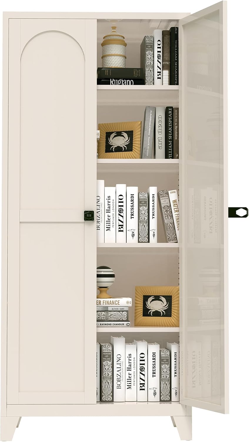 JIJIWANG 71'' Metal Pantry Cabinet, Kitchen Pantry Storage Cabinets w...