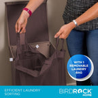 BIRDROCK HOME Single Laundry Hamper with Lid and Removable Liner | Linen | Easily Transport Laundry | Foldable Hamper | Cut Out Handles
