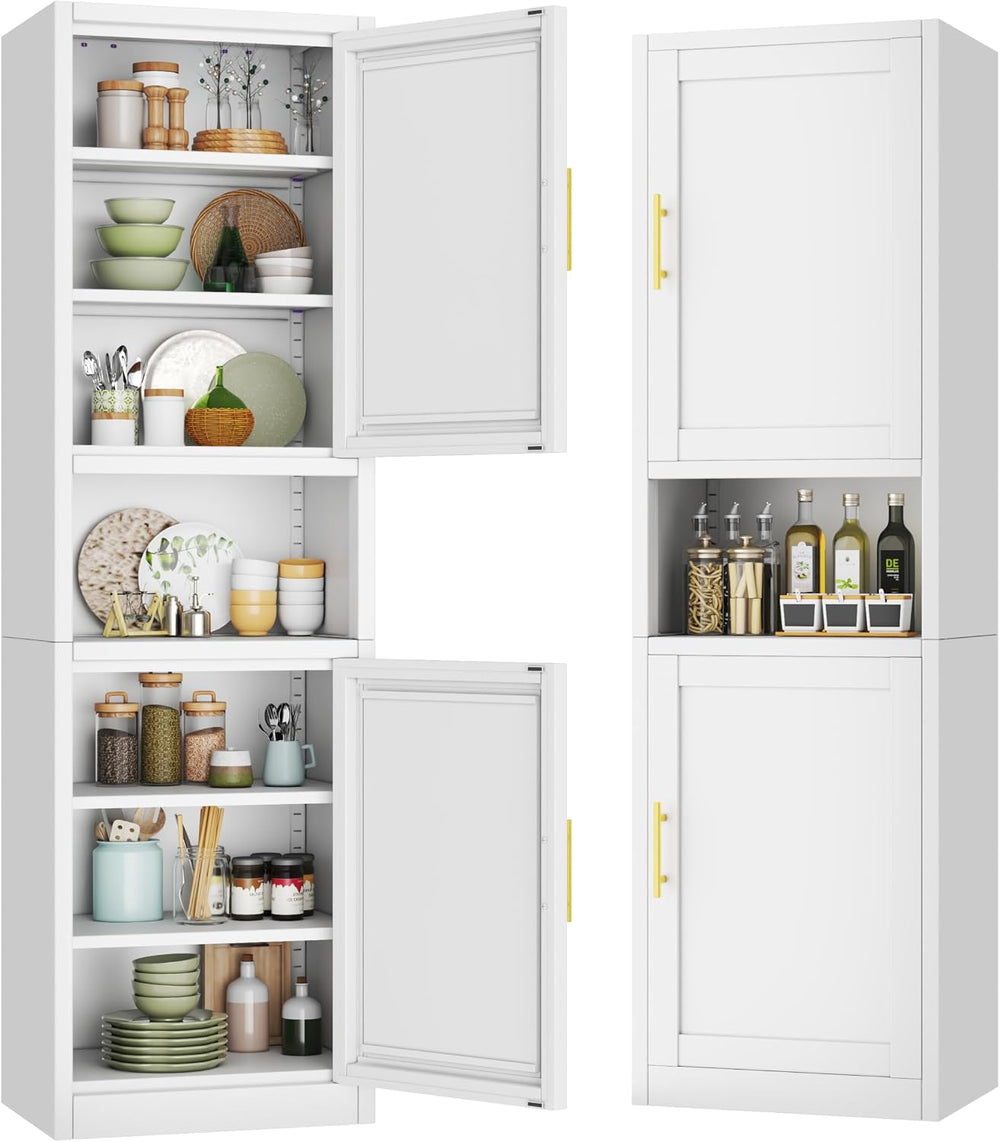 67" Tall Pantry Cabinet, Kitchen Pantry Storage Cabinet with Doors and S...