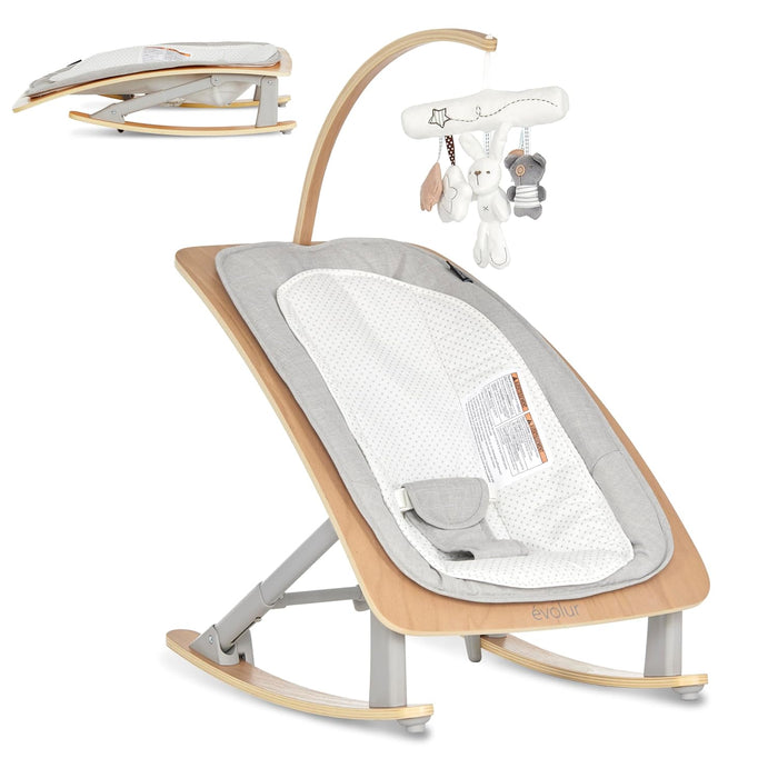 Evolur Tory 2-in-1 Rocker & Chair, Light Gray