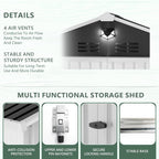 Metal Storage Shed,10x8 Outdoor Storage Building,Large Backyard Sheds with Lockable Doors,Waterproof Outside Storage Sheds，White