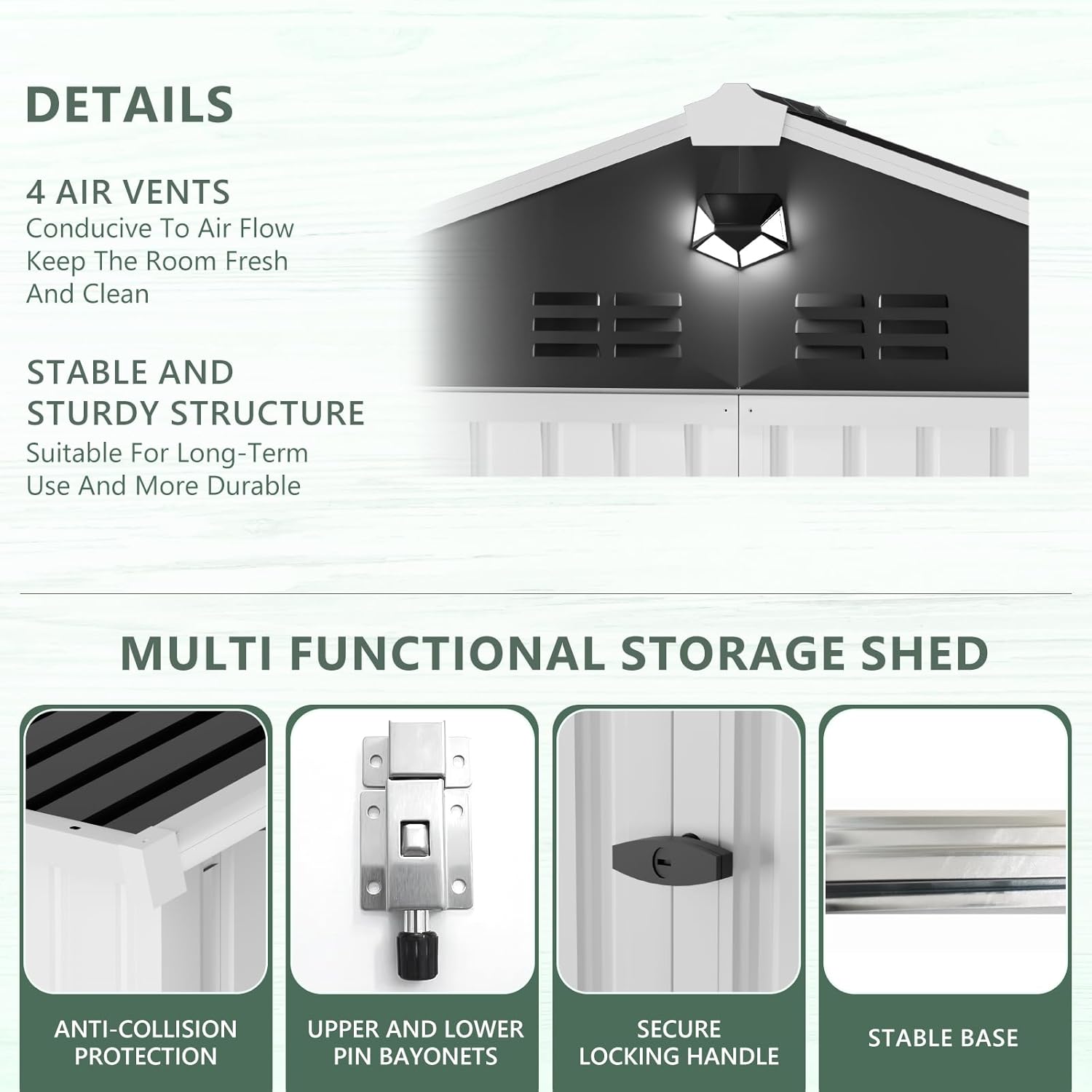 Metal Storage Shed,Outdoor Storage Building 8x6,Large Backyard Shed with Lockable Door,Waterproof Outside Storage Shed，White
