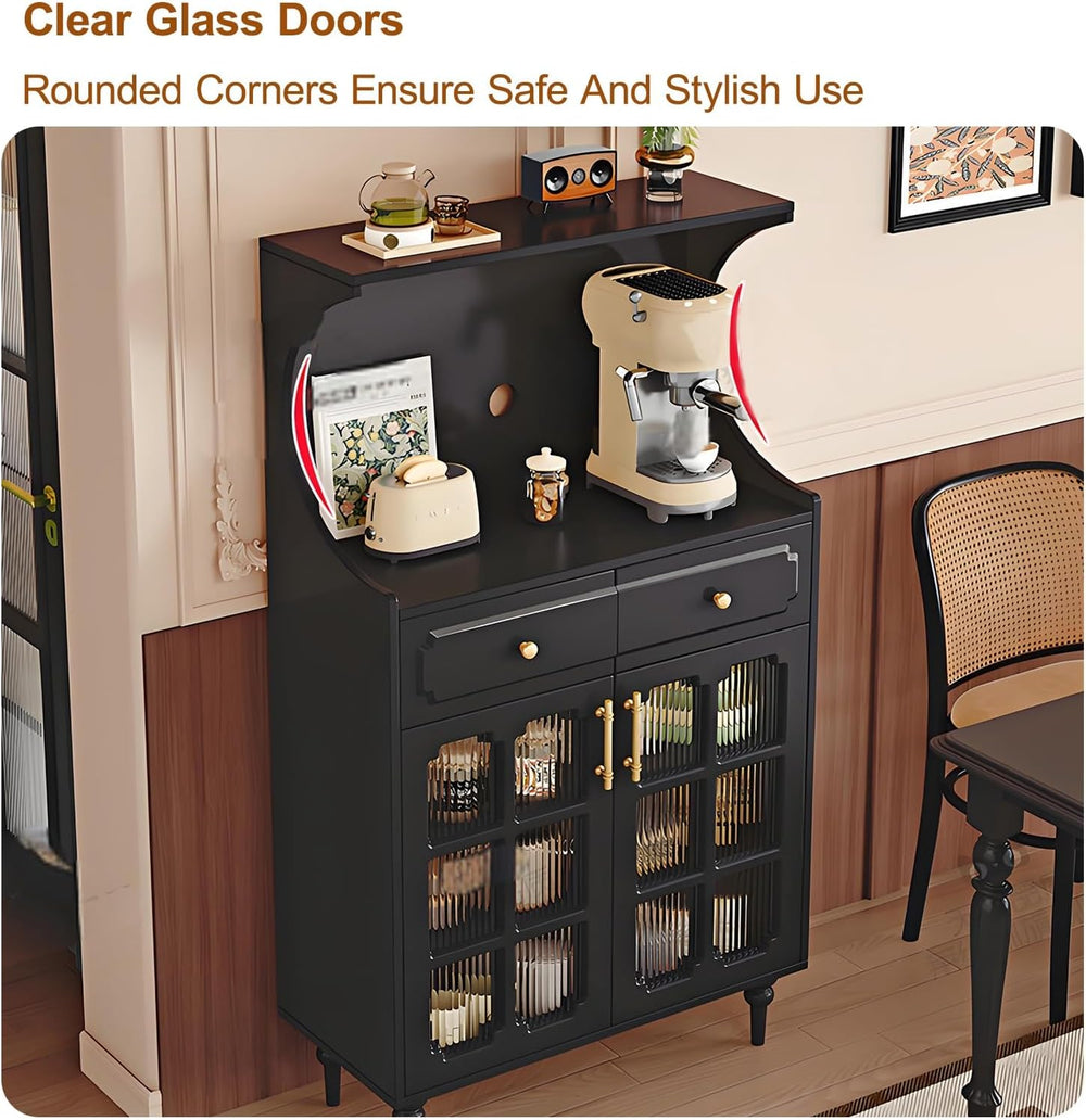 Kitchen Pantry Cabinet, Tall Storage Cabinet, Arched Bookshelf Bookcase, Coff...
