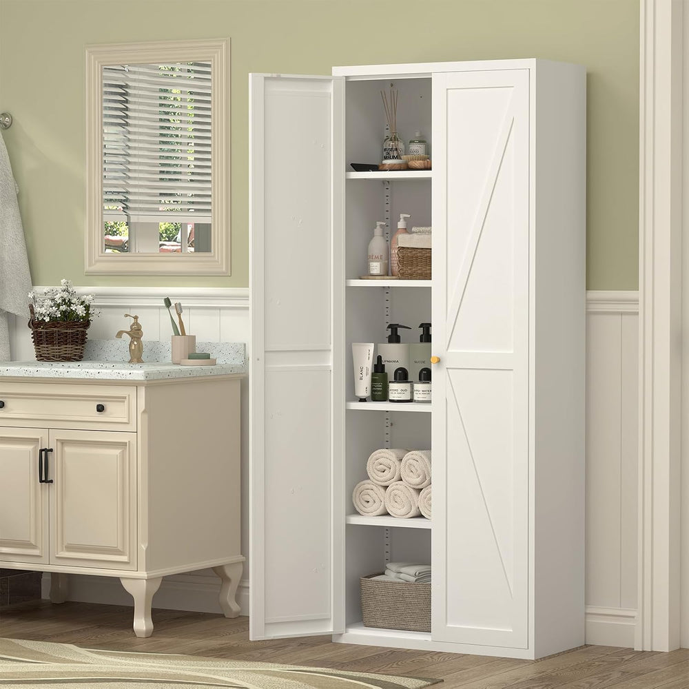 71" Tall Kitchen Pantry Storage Cabinet, Kitchen Storage Cabinet with Do...
