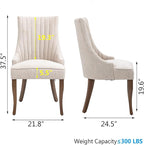mikibama Linen Dining Chairs Set of 6 Channel Tufted Kitchen Dinner Chair Comfy Fabric Upholstered Accent Chair for Dining Room with Solid Wood Legs (Beige 6pc)
