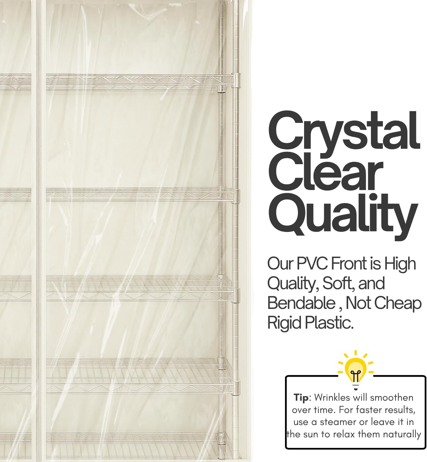Formosa Covers Premium Clear Front Wire Shelf Steel Rack Cover Off White - Heavy-Duty Storage Solution for Wire Shelving Rack (48”Wx18”Dx72”H) - Waterproof PVC, Water/Dust Resistant Fabric, Zippers | Keep It Clean & Seen | Dustproof Waterproof 300D