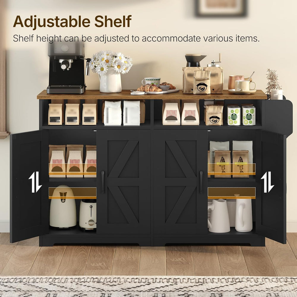 YATINEY Coffee Bar Cabinet, Kitchen Island with Storage, Farmhouse Sideboard ...