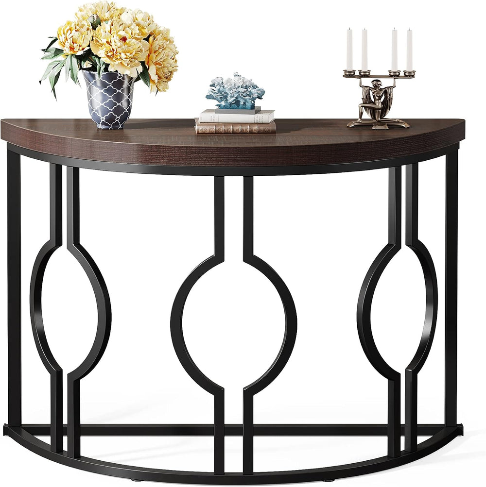 Tribesigns Half Moon Console Table for Entryway, 43 Inch Industrial Semi Circ...