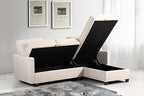 Container Furniture Direct Sectional Sofa with Storage – Modern Upholstered Living Room Couch, Reversible Chaise for Home, Apartment, Office, 81.9” L, Beige