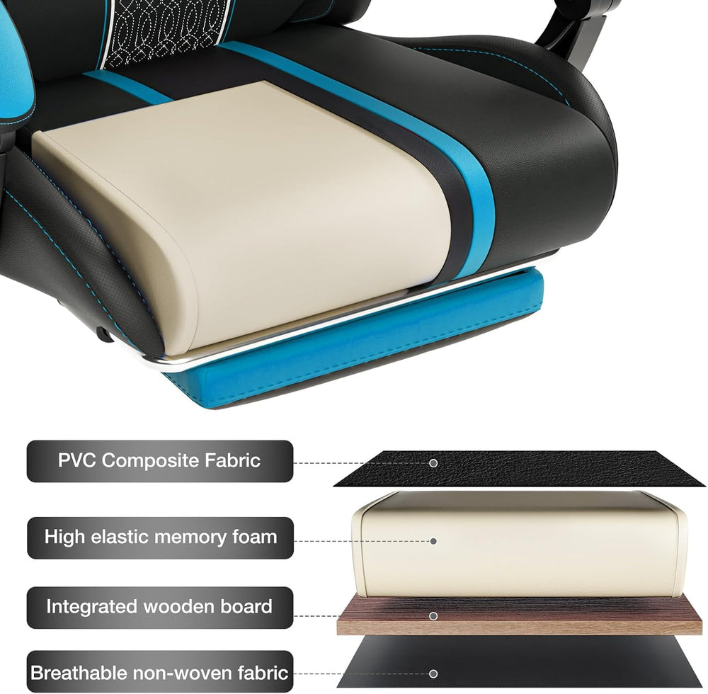 HOFFREE Led Gaming Chair with Speakers and Massage Video Game Chair Big and T...
