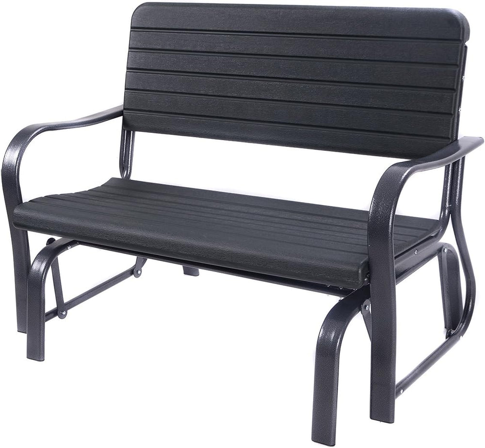 HAPPYGRILL Outdoor Swing Glider Bench, Patio Loveseat Chair with Steel Frame,...