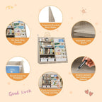 Kids Bookshelf Wood Toy Storage Organizer Cabinet Children Bookcase Toddler Baby Sling Book Rack Adjustable Shelf for Playroom Bedroom Nursery Hallway School Kindergarten