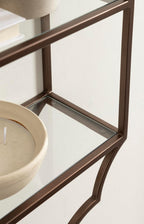 Kate and Laurel Leanna Scalloped Three-Tiered Wall Shelf, 20 x 6 x 32, Bronze, Decorative Floating Shelf Storage and Wall Organizer for Bathroom Over Toilet Storage or Display