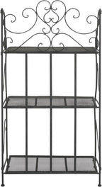 SAFAVIEH Outdoor Collection Torus Victorian Scroll Antique Black 3-Tier Shelf (Fully Assembled)