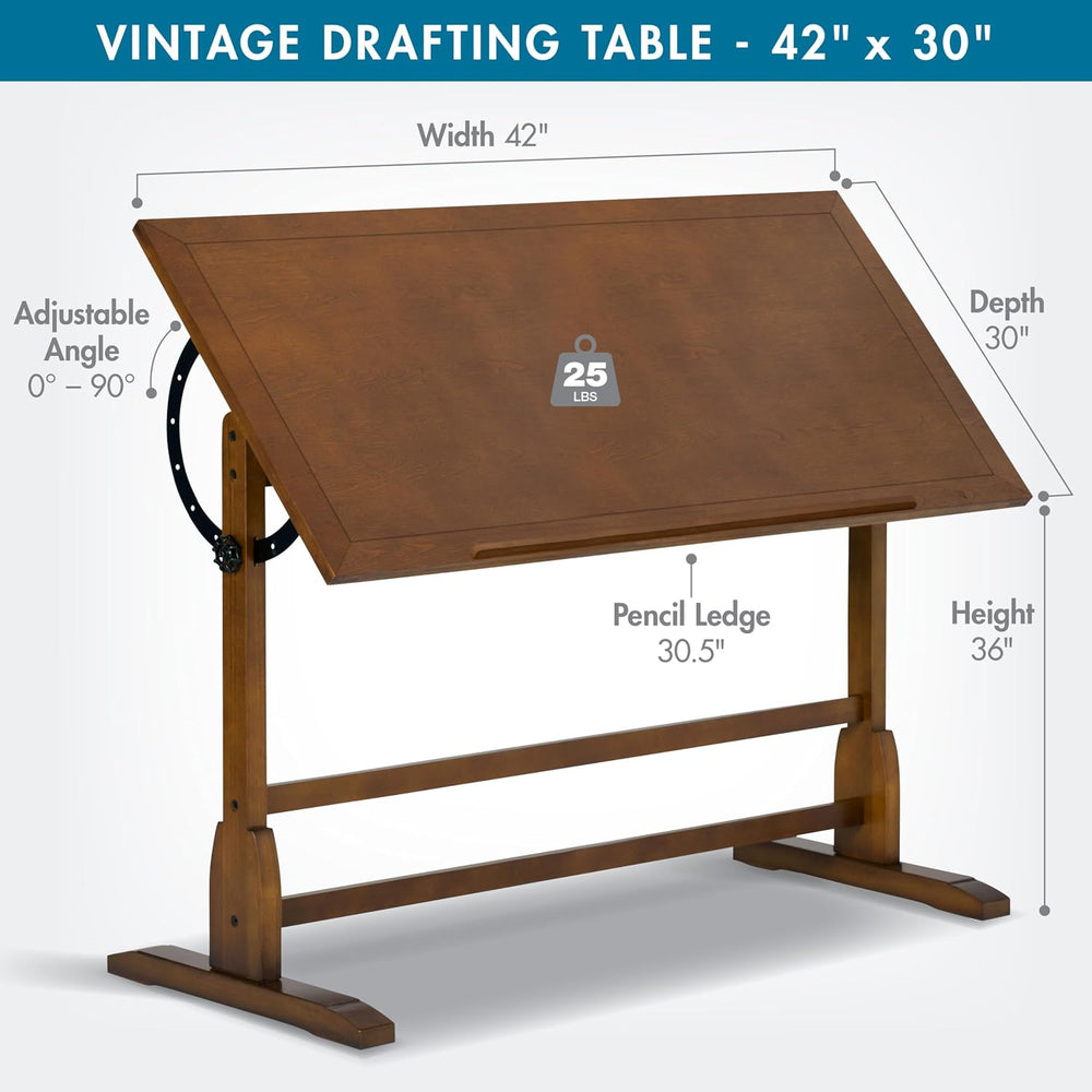 Studio Designs Vintage Drafting Table - Antique Design Solid Wood Drafting Ta...