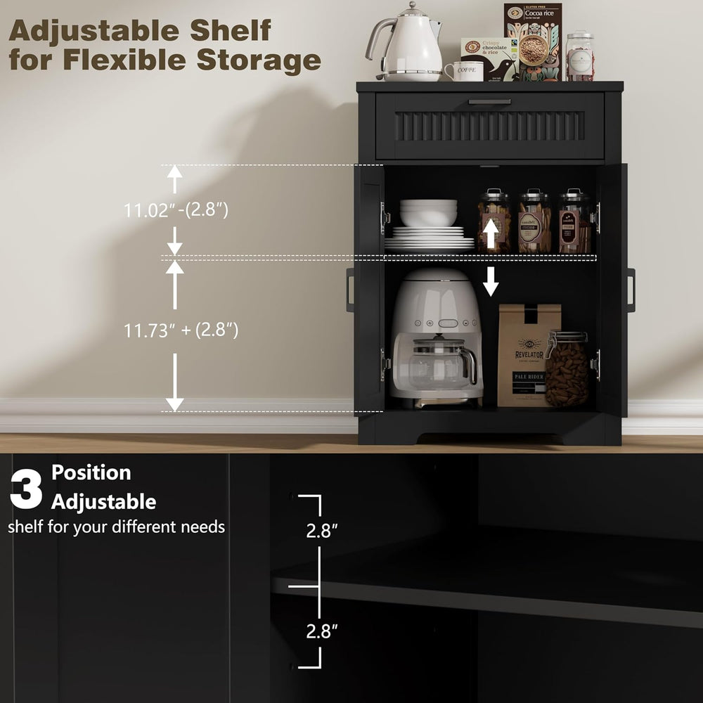 Buffet Cabinet with Storage Drawer, Farmhouse Coffee Bar Table with Storage D...