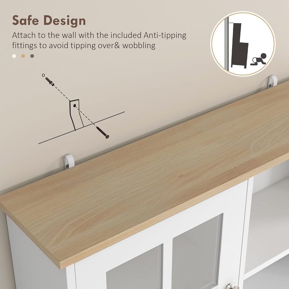 HOMCOM Kitchen Pantry Storage Cabinet 72" with Hutch, White | Large Coun...