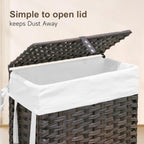 88L Slim Laundry Hamper with Wheels, 23.3 Gallon Rolling Laundry Basket with Lid, Tall and Narrow Laundry Hamper with 2 Removable Liner & 3 Mesh Bags, Laundry Sorter for Bathroom, Brown
