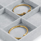 Oirlv Velvet Stackable Jewelry Display Trays 12 Grids Rings Earrings Bracelet Organizer Storage Tray(13.8"x1.29"x9.4")