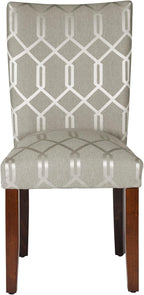 HomePop Classic Parsons Dining Chair - Pewter Gray Cream Lattice (Set of 2)