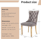 Luxury Upholstered Dining Chairs Set of 4, Grey Kitchen Chair with Golden Metal Legs, Velvet Tufted Back Dining Chair, Sillas de Comedor, Modern Kitchen & Dining Room Chairs (Gray, 4 Pcs)