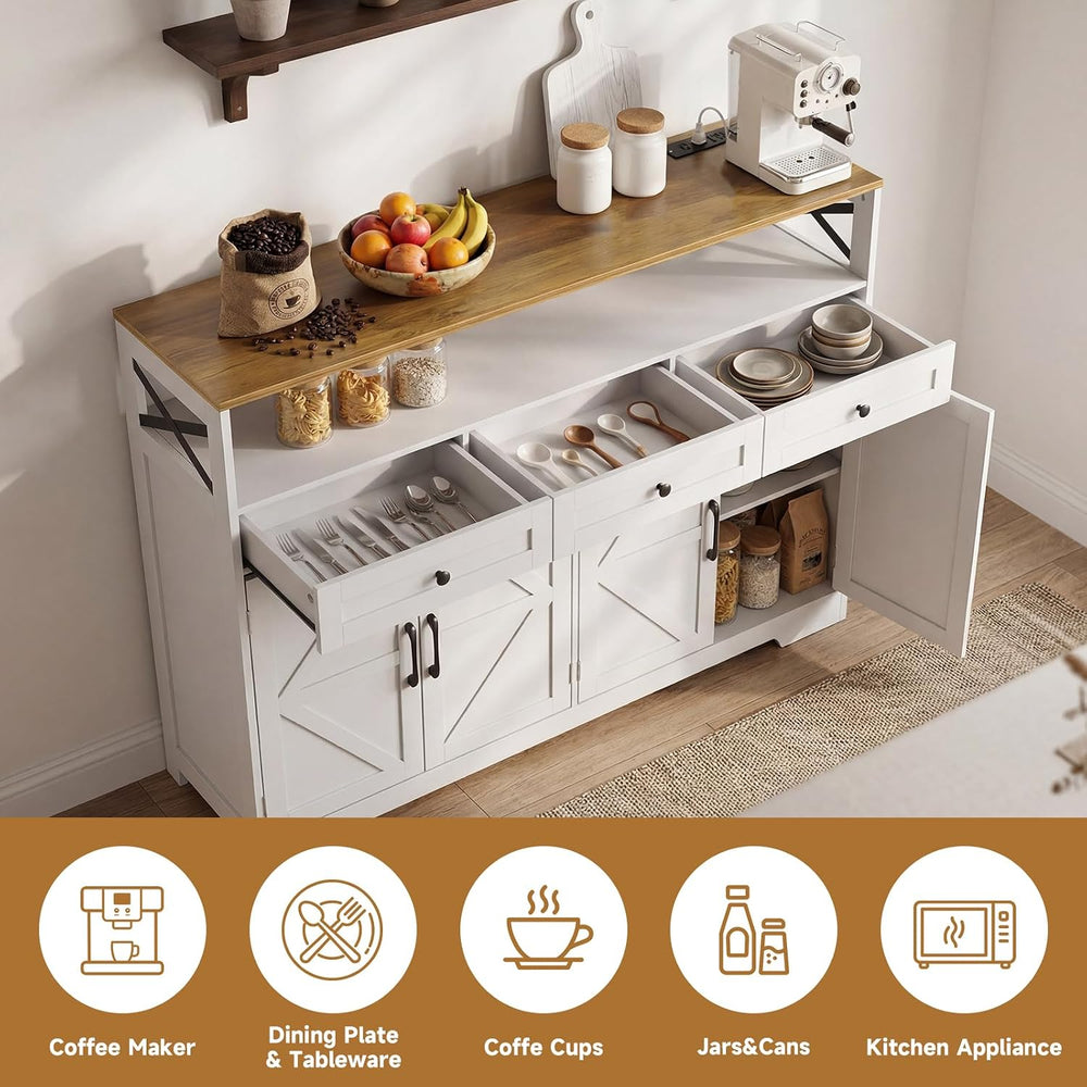 Lahomie Sideboard Buffet Cabinet with Storage, 55" Kitchen Buffet Cabine...