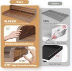 2-Tier Washer Dryer Countertop with 2.75" H Edge Rails, 54" W x 27.55" D Laundry Countertop for Folding Clothes, Washer and Dryer Topper with Non-Slip Pad (Dark Walnut)