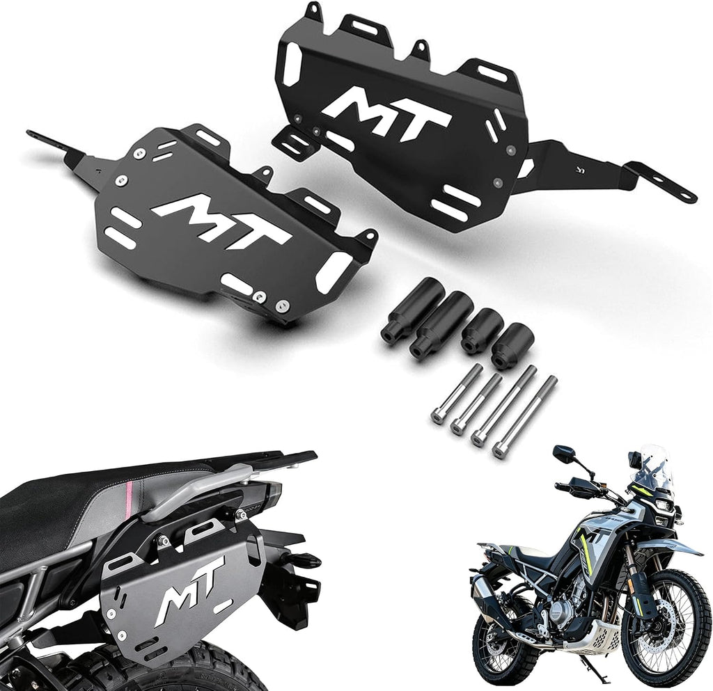 Black Motorcycle Side Cargo Rack Compatible with CFMOTO Ibex 450 2025 2026,Custom Design,Multi-Purpose,Side Luggage Rack,Saddlebag Support Carrier,CFMOTO Ibex 450 Accessories