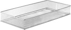 YBM HOME Silver Mesh Drawer Cabinet and or Shelf Organizer Bins, School Supply Holder Office Desktop Organizer Basket 1591s (1, 6x12x2 Inch)