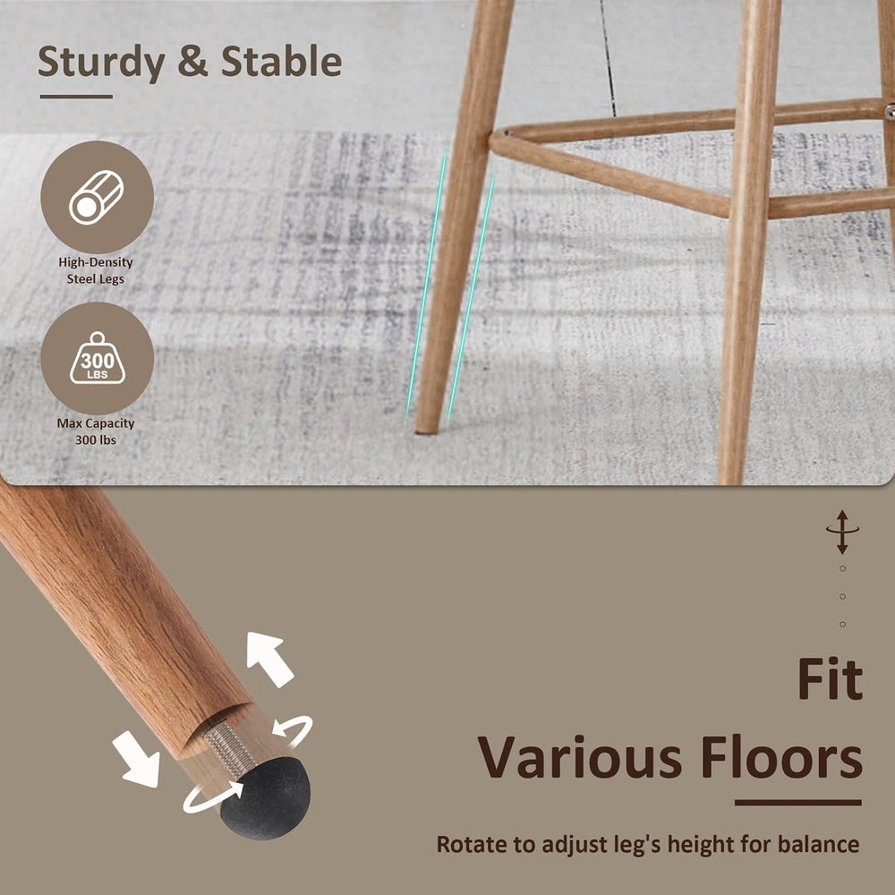 Rattan Bar Stools Set of 2,26'' Counter Height Bar Stools with PE Rat...