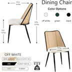 Dining Chairs Set of 2, Modern Mid Century Rattan Accent Chairs Curved Backrest Kitchen Side Chairs Woven Living Room Chairs Upholstered Boucle for Small Spaces, Apartment