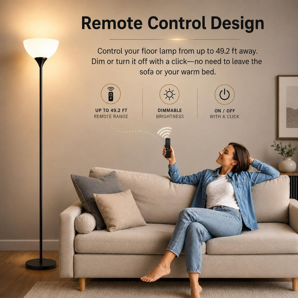 PESRAE Floor Lamp, Remote Control, Stepless Brightness & Color Temperature
