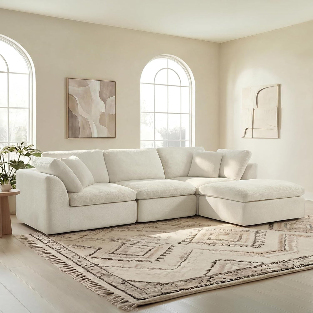 CHITA 108" Cloud Sectional Couches for Living Room, L-Shape Sofa with Ot...