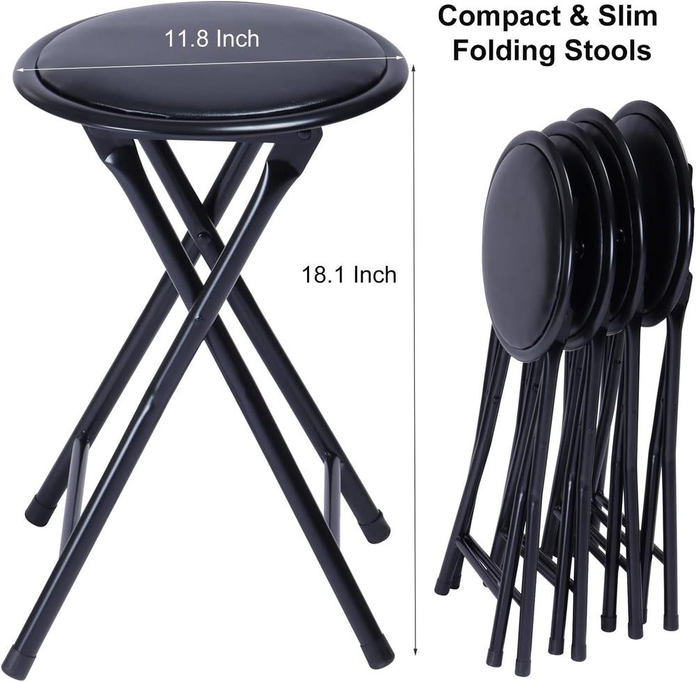 FurnitureR Folding Stool, Backless 18-Inch Stool Chair Collapsible Padded Rou...