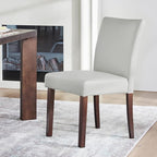 Watson & Whitely Dining Chairs Set of 6, Faux Leather Upholstered Armless Dining Room Chairs with Solid Wood Legs & Back Side Chair for Kitchen, Living Room, Restaurant, Light Grey