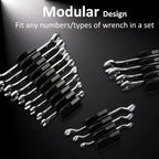 80 pcs Modular Wrench Organizers for Tool Drawers - Wrench Rack with Metric & SAE Labels, Perfect Tool Storage Holder. Gift for father, brother and boyfriend (No Magnet, Black)