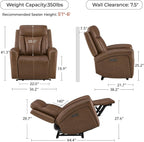 CHITA Genuine Leather Super Zero Gravity Power Recliner Chair, Cafe Brown | Adjustable Power Headrest, USB & Type-C Ports for Living Room & Home Theater