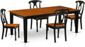 East West Furniture QUKE5-BCH-W 5 Piece Kitchen Table Set for 4 Includes a Rectangle Dining Room Table with Butterfly Leaf and 4 Dining Chairs, 40x78 Inch, Black & Cherry