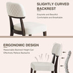 Modern Wood Dining Chairs Set of 2, Velvet Upholstered Kitchen Chairs with Open Curved Backrest & Black Hardwood Legs for Vanity, Living Room, 350 LBS Capacity, White
