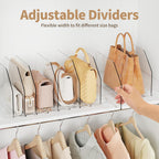 Purse Organizer for Closet, Shelf Divider Adjustable Clear Acrylic Handbag Storage, Bag Storage Separators, Keep Handbag & Books Neat and Upright in Bedroom, Office