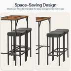 HOOBRO 3-Piece Bar Table and Chairs Set, 39.4" Pub Table, High Top Bar Table with Charging Station, 3-Piece Dining Table Kitchen Breakfast Table Set, for Kitchen, Small Space, Rustic Brown BF10UBT01