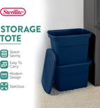 Sterilite 16-Pack Plastic Storage Bins, 18 Gallon Tote Containers with Lids, Marine Blue