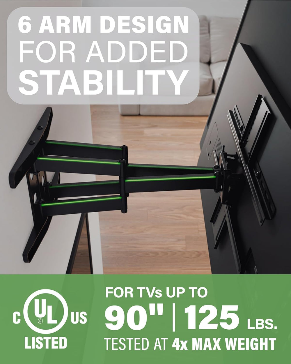 SANUS Premium Full Motion TV Mount for 42"-90" TVs - Sturdy & S...