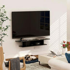 GHC Floating TV Stand, Wall Mounted Entertainment Center and Cabinet Shelf, TV Console with Storage, Media Console for DVD Player, Space-Saving Under TV Shelf for Bedroom, Living Room (Black)