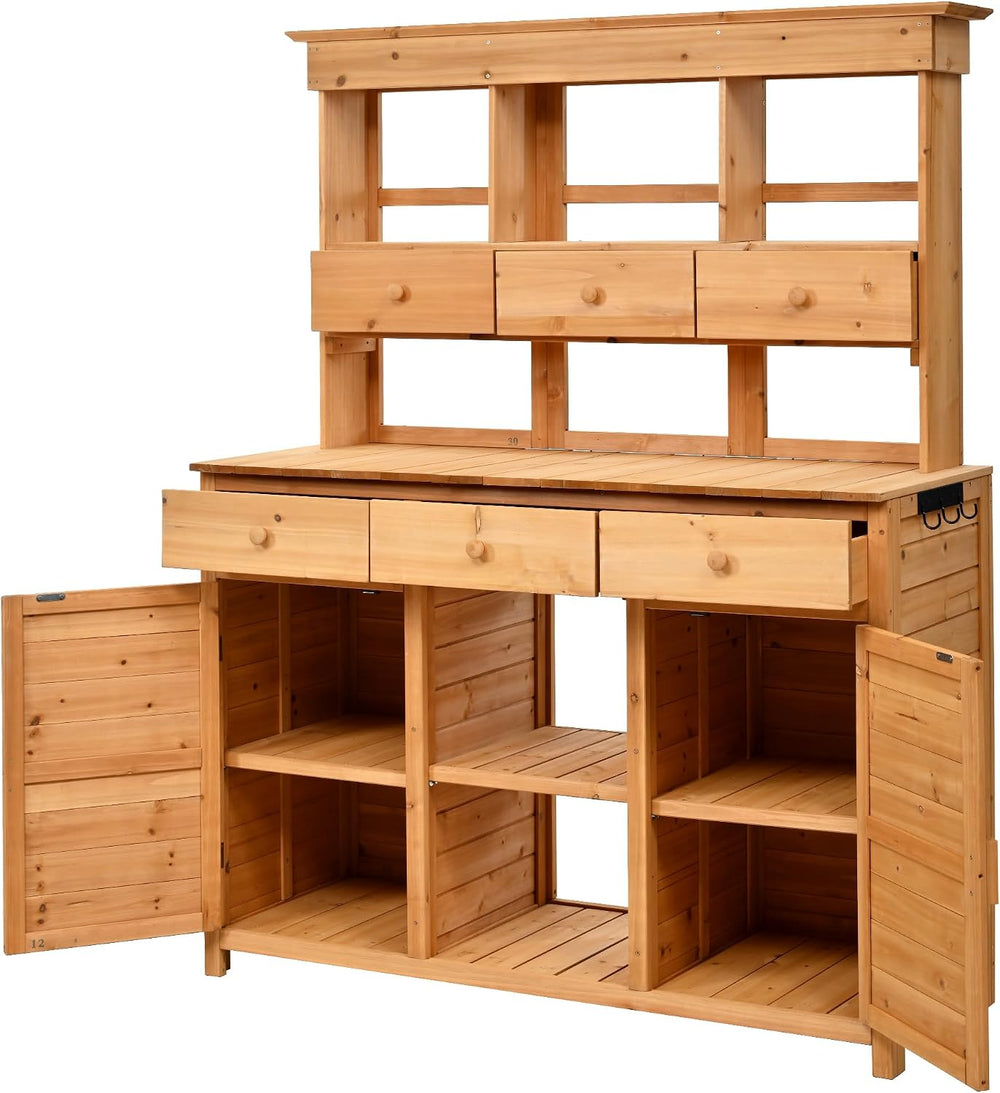 66" Durable Fir Wood Freestanding Storage Chest, Accent Cabinets with Mu...
