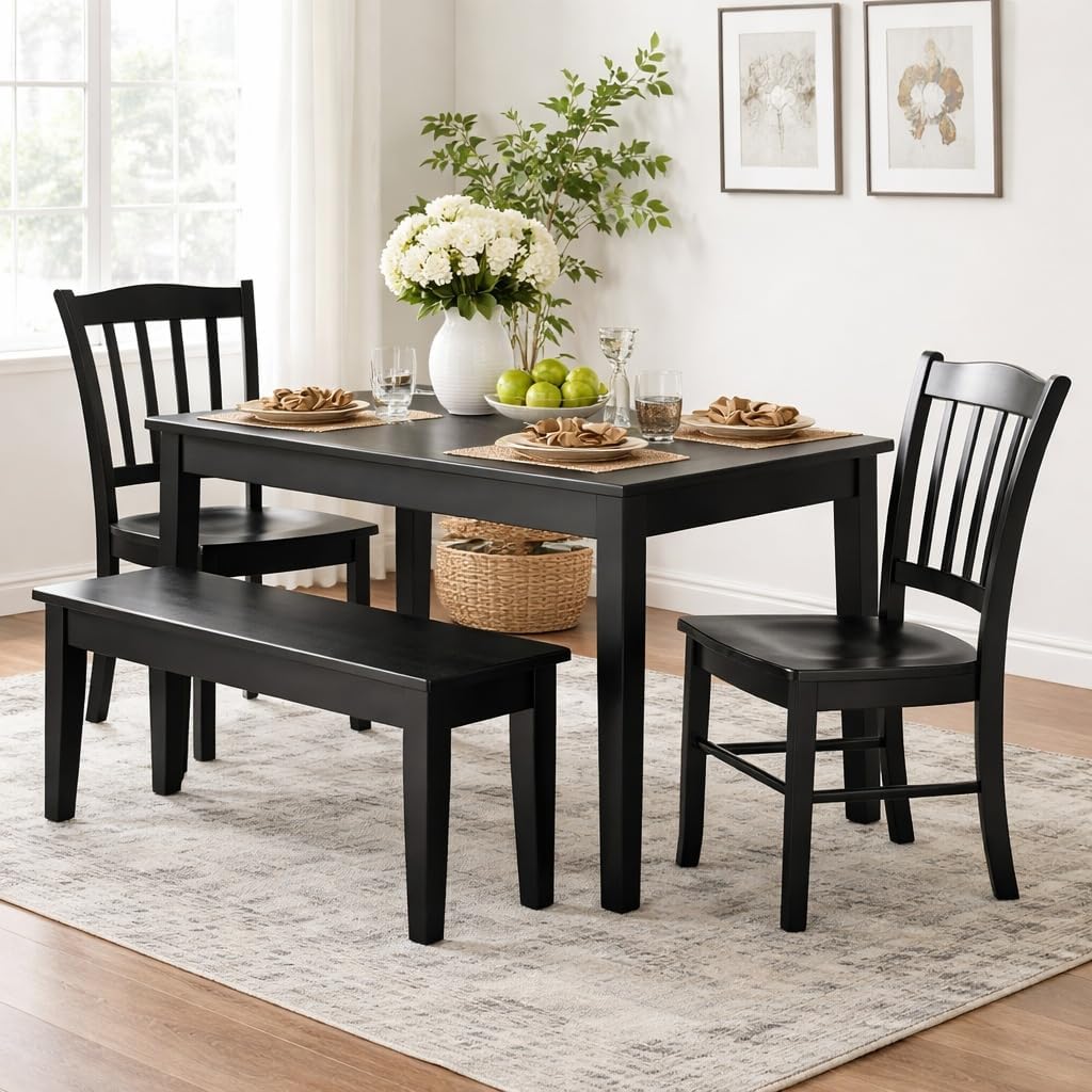 Boraam Shaker Backless Wood Bench - Black Finish